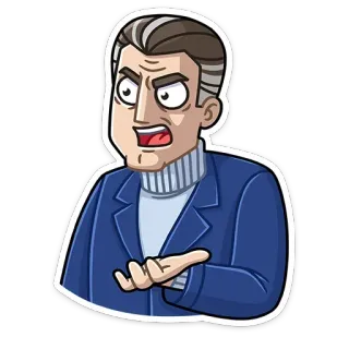 😧 Kreskówka, Mężczyzna, Wyraz twarzy, Gest, Sfrustrowany, Zły telegram sticker
