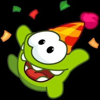 🥳 Om Nom Cut the Rope green, monster, cute, happy, party, confetti telegram sticker
