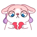 💔 triste, corazón roto, lindo, conejo, dibujos animados, emoción, deprimido telegram sticker