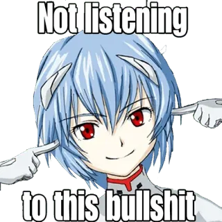 🔷 Rei Ayanami Neon Genesis Evangelion Not listening to this bullshit anime, rei, ayanami, non ascolta, meme telegram sticker