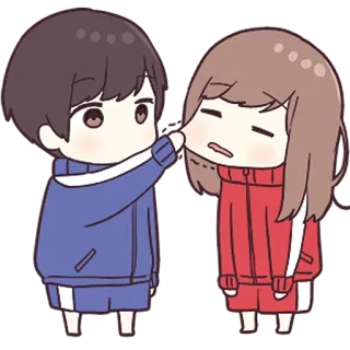 💙 アニメ, カップル, かわいい, ちび, 関係, カートゥーン telegram sticker