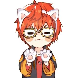 😸 cartoon, anime, chibi, cat ears, glasses, cute telegram sticker