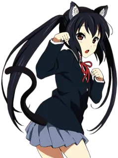 😸 Azusa Nakano K-On! Anime, Oreilles de chat, Fille, Kawaii, K-On, Azusa Nakano whatsapp sticker