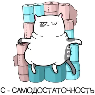🧻 С - САМОДОСТАТОЧНОСТЬ แมว, กระดาษชำระ, การ์ตูน, พึ่งพาตนเอง, ตลก telegram sticker