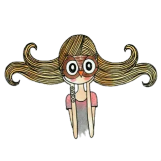👀 donna, gufo, maschera, cartone animato, illustrazione, disegno, ragazza telegram sticker