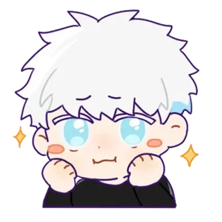 ✨ Chibi, Anime, Fofo, Brilho, Cabelo branco whatsapp sticker
