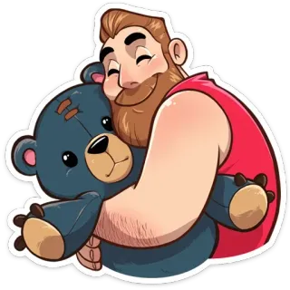 ☺️ homme, ours, câlin, dessin animé, amical, sain whatsapp sticker