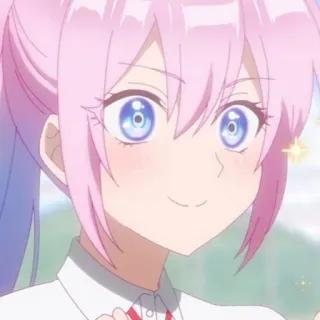 🍧 Anime, Mädchen, rosa Haare, süß, lächelnd, Charakter telegram sticker