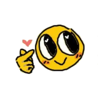 😇 emoji, cuore, amore, carino, cuore con le dita, giallo, kawaii telegram sticker