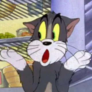 😮 Tom Tom and Jerry cartoon, cat, confused, shrug, funny telegram sticker