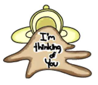 😞 I'm thinking of you pensiero, amore, cartone animato, messaggio, carino, dolce telegram sticker