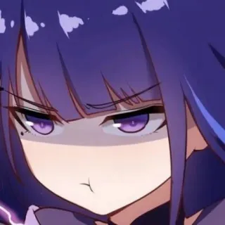 😡 Raiden Shogun Genshin Impact Anime, Videospiel, lila Haare, Charakter, Genshin Impact, Raiden Shogun telegram sticker