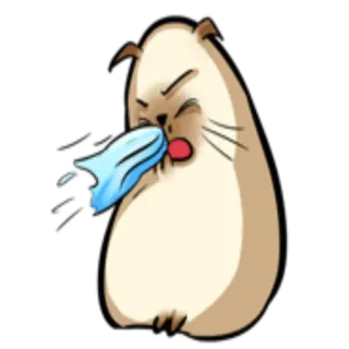 🤧 hámster, estornudo, pañuelo, animal, dibujos animados, lindo telegram sticker
