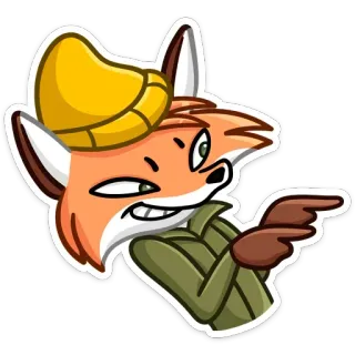 😀 renard, dessin animé, animal, personnage, poilu telegram sticker