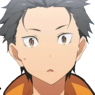 😯 Subaru Natsuki Re:Zero anime, shocked, expression, manga, character telegram sticker