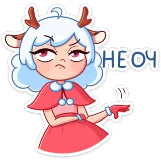 👎 НЕОЧ Мультфильм, Неодобрение, Персонаж, Олень, Аниме, Милый, Девушка whatsapp sticker