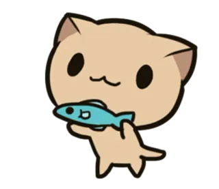 🐟 แมว, ปลา, น่ารัก, สัตว์, การ์ตูน whatsapp sticker
