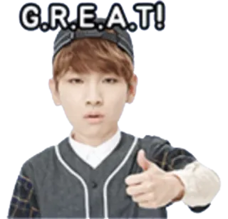 👍 G.R.E.A.T! Polegar para cima, Positivo, Bom, Acordo, Sucesso, Aprovação telegram sticker