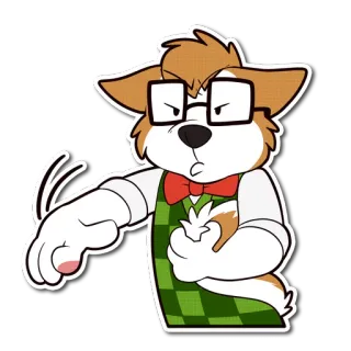 😠 antropomórfico, perro, furry, dibujos animados, gafas, pajarita, chaleco telegram sticker