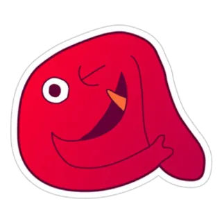 😉 red blob, cartoon, smiling, character, happy whatsapp sticker