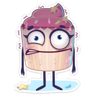 😅 纸杯蛋糕, 甜, 卡通, 甜点, 角色, 焦虑 telegram sticker