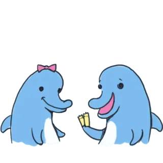 🐬 ปลาโลมา, การ์ตูน, สัตว์, น่ารัก, คาวาอิ telegram sticker