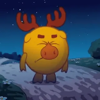 🤷‍♂️ Desenho animado, Animal, Alce, Personagem, Noite, Estrelas telegram sticker
