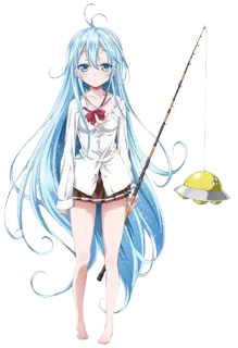 😏 Anime, Garota, Pesca, Uniforme escolar, Desenho animado telegram sticker
