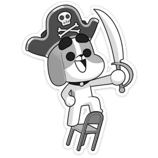 🏴‍☠️ dog, pirate, skull, crossbones, hat, sword, cartoon, animal telegram sticker