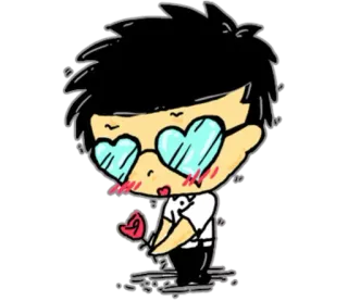 ☺️ desenho animado, amor, coração, óculos, rosa, fofo whatsapp sticker