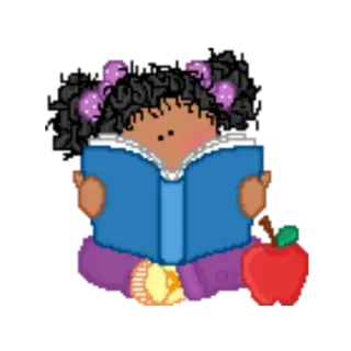 Ⓜ️ Kind, Buch, Lesen, Apfel, Bildung whatsapp sticker