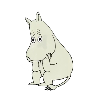 😞 Moomin Moomin, Dibujos animados, Lindo, Triste, Blanco telegram sticker