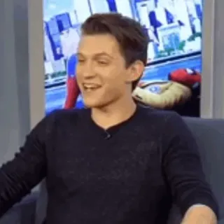 ⚙ Tom Holland actor, celebridad, hombre, sentado, entrevista whatsapp sticker