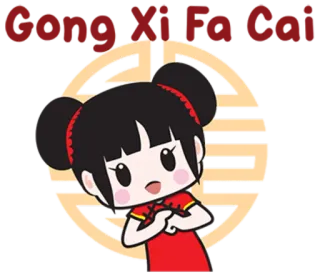 🙏 Gong Xi Fa Cai Chinesisches Neujahr, Gruß, Feier, Mädchen, Tracht telegram sticker