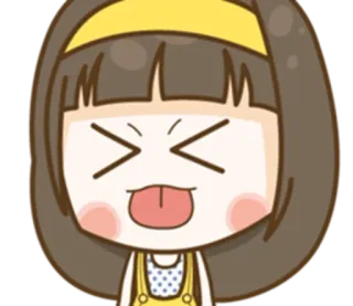 😝 Dessin animé, Autocollant, Langue, Fille, Mignon, Expression telegram sticker