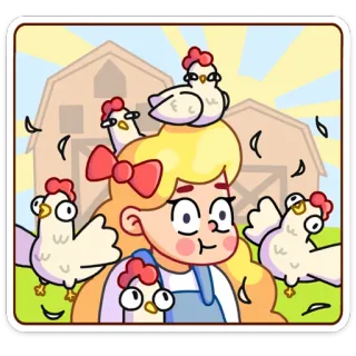☺️ Kartun, Pertanian, Ayam, Gadis, Binatang, Lumbung, Unggas whatsapp sticker