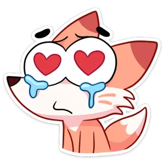 😍 fox, love, crying, cute, sticker, cartoon whatsapp sticker
