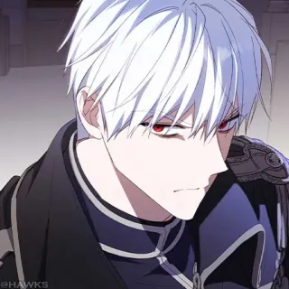 🤍 Anime, Cheveux blancs, Homme, Fantasy, Personnage, Yeux rouges telegram sticker