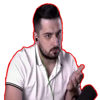 😕 man, person, portrait, microphone, white shirt, bearded, earphones telegram sticker