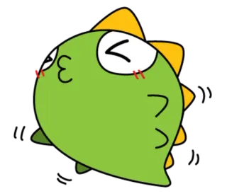 😙 динозавр, мультфильм, милый, животное, зеленый, каваий, наклейка telegram sticker