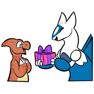 🎁 Charmeleon Pokemon, Lugia, gift, Charmeleon, present, cute, cartoon whatsapp sticker