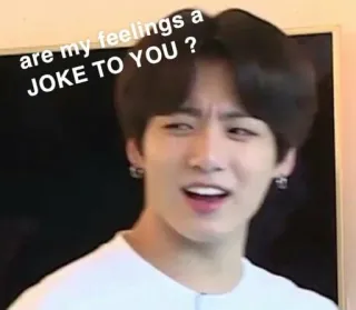 🙎‍♂ Jeon Jungkook are my feelings a JOKE TO YOU ? kpop, meme, funny, expression, joke, feelings, question telegram sticker