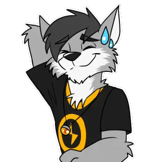 😅 wolf, furry, anthropomorphic, cartoon, sticker, character telegram sticker