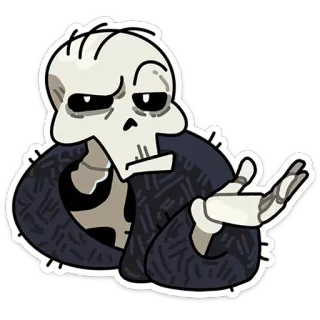🤨 skeleton, cartoon, character, pose, gesture, suit telegram sticker