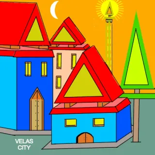 🌃 VELAS CITY город, дома, деревья, геометрический, художественный, красочный whatsapp sticker