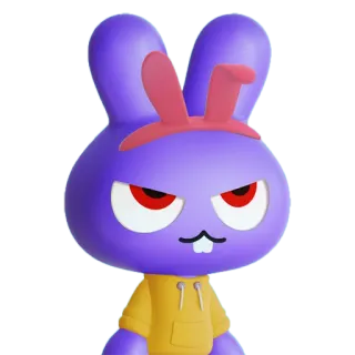 4️⃣ conejo, enojado, dibujo animado, morado, conejo, animal, personaje, lindo whatsapp sticker