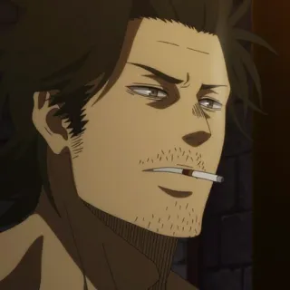 🚬 Yami Sukehiro Black Clover Yami Sukehiro, Black Clover, Anime, Personnage, Cigarette, Manga telegram sticker