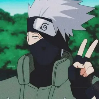 🌟 Kakashi Hatake Naruto kakashi, naruto, anime, segno di pace, ninja, cartone animato, manga telegram sticker