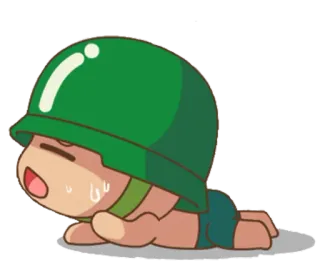 😥 binh lính, rằn ri, mũ bảo hiểm, hoạt hình, bò telegram sticker