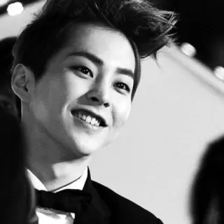 😄 Xiumin kpop, exo, айдол, певец, черно-белое, портрет, азиатский, знаменитость telegram sticker